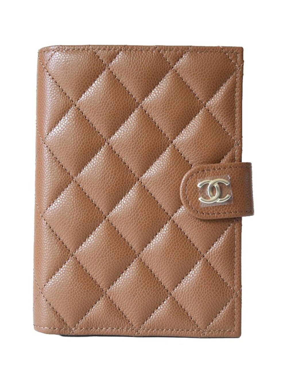 Chanel Caviar Quilted Passport Holder Wallet Camel